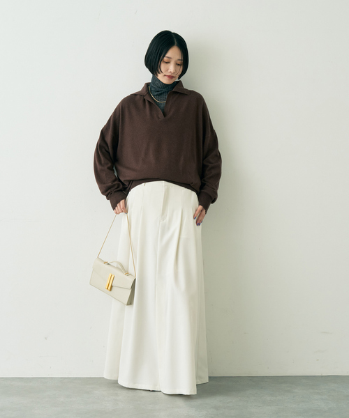 Rouge vif(ルージュヴィフ)の「カシミヤ混ウール襟付きスキッパーニット(ニット/セーター・レディース・ピンク/ベージュ/ブラウン・フリー)」の20枚目の写真