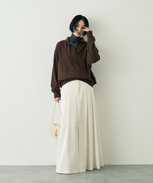 Rouge vif(ルージュヴィフ)の「カシミヤ混ウール襟付きスキッパーニット(ニット/セーター・レディース・ピンク/ベージュ/ブラウン・フリー)」の21枚目の写真
