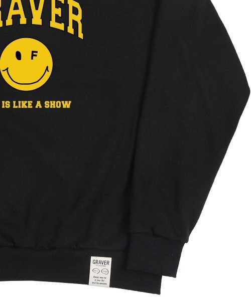 GRAVER（グレーバー）の「[ユニセックス]アーチロゴライフドットスマイルマンツーマン_ブラック（スウェット・レディース・ブラック・LARGE/MEDIUM/SMALL）」の4枚目の写真