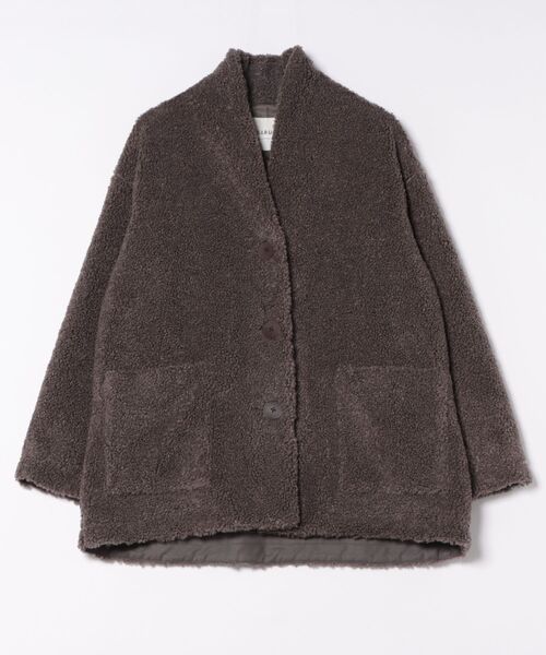 SIPULI（シプリ）の「Eco Fur ショールカラーコート（ダウンジャケット/コート・レディース・ダークグレー/アイボリー・2）」の14枚目の写真