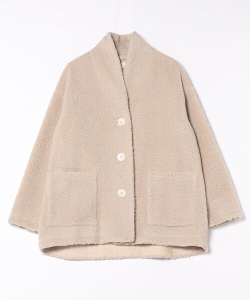 SIPULI（シプリ）の「Eco Fur ショールカラーコート（ダウンジャケット/コート・レディース・ダークグレー/アイボリー・2）」の11枚目の写真