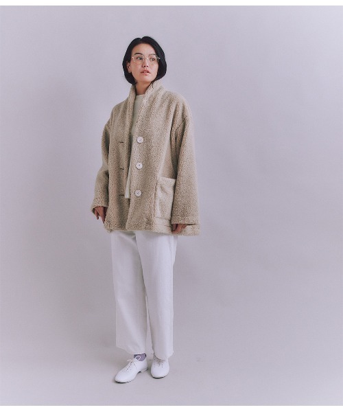 SIPULI（シプリ）の「Eco Fur ショールカラーコート（ダウンジャケット/コート・レディース・ダークグレー/アイボリー・2）」の17枚目の写真