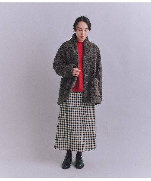 SIPULI（シプリ）の「Eco Fur ショールカラーコート（ダウンジャケット/コート・レディース・ダークグレー/アイボリー・2）」の20枚目の写真