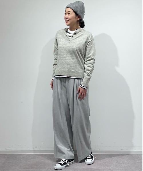 human woman（ヒューマンウーマン）の「◆【ウォッシャブル/ウォーム素材】裏起毛ワイドパンツ（その他パンツ・レディース・グレー/グレー系その他・MEDIUM/SMALL）」の8枚目の写真