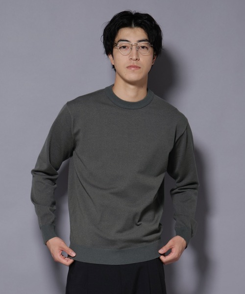 Double‑face stretch mock neck knit