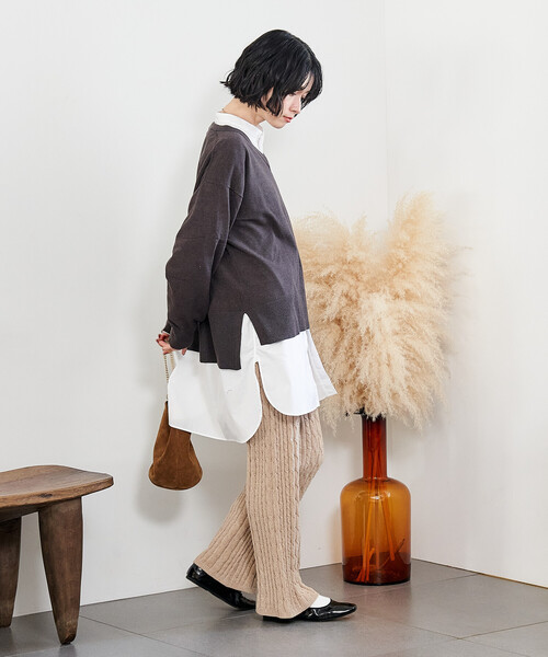 FREAK'S STORE(フリークスストア)の「モールケーブルニットパンツ(その他パンツ・レディース・ナチュラル/ネイビー/ブラウン・フリ-)」の14枚目の写真