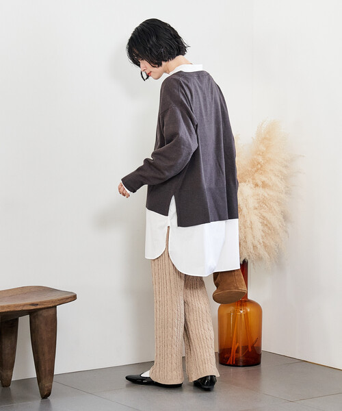 FREAK'S STORE(フリークスストア)の「モールケーブルニットパンツ(その他パンツ・レディース・ナチュラル/ネイビー/ブラウン・フリ-)」の16枚目の写真