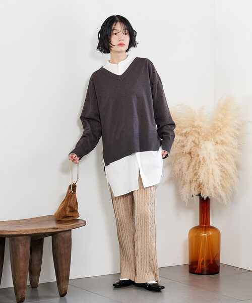 FREAK'S STORE(フリークスストア)の「モールケーブルニットパンツ(その他パンツ・レディース・ナチュラル/ネイビー/ブラウン・フリ-)」の17枚目の写真