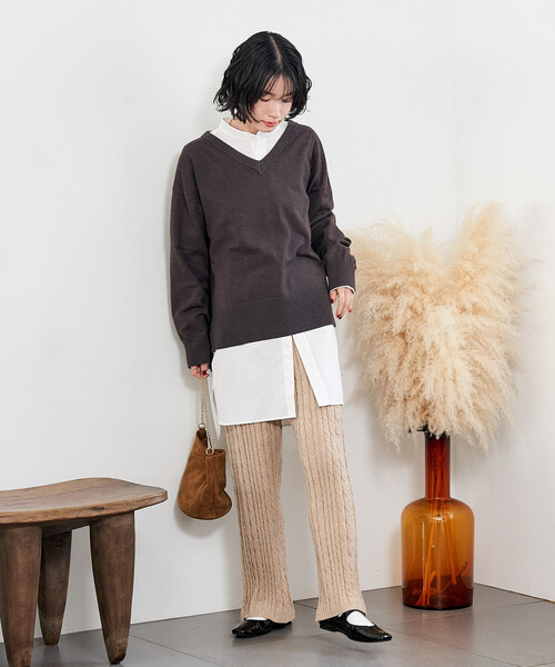 FREAK'S STORE(フリークスストア)の「モールケーブルニットパンツ(その他パンツ・レディース・ナチュラル/ネイビー/ブラウン・フリ-)」の18枚目の写真