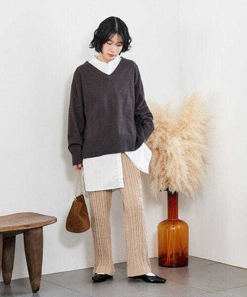 FREAK'S STORE(フリークスストア)の「モールケーブルニットパンツ(その他パンツ・レディース・ナチュラル/ネイビー/ブラウン・フリ-)」の19枚目の写真
