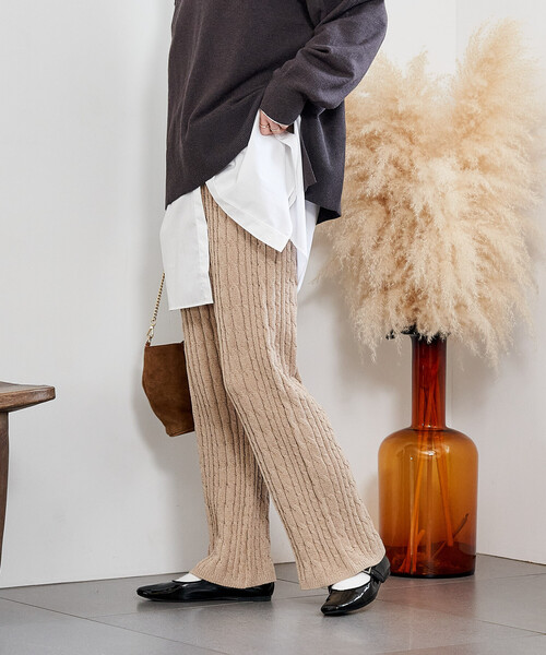 FREAK'S STORE(フリークスストア)の「モールケーブルニットパンツ(その他パンツ・レディース・ナチュラル/ネイビー/ブラウン・フリ-)」の22枚目の写真