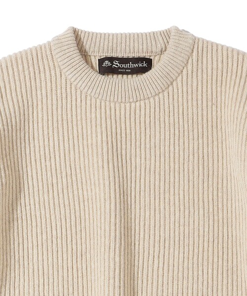 SHIPS(シップス)の「Southwick: Gate Label ウール シルク クルーネック ニット(ニット/セーター・メンズ・ベージュ/ネイビー・MEDIUM/LARGE)」の4枚目の写真
