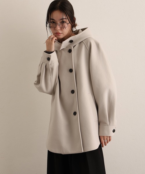 ElegChic(エレグシック)の「フェイクウール ジャケット (モッズコート・レディース・ブラック/アイボリー/グレー/モカ・M/L)」の2枚目の写真