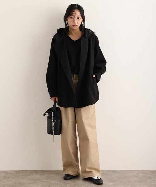 ElegChic(エレグシック)の「フェイクウール ジャケット (モッズコート・レディース・ブラック/アイボリー/グレー/モカ・M/L)」の5枚目の写真