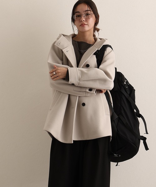 ElegChic(エレグシック)の「フェイクウール ジャケット (モッズコート・レディース・ブラック/アイボリー/グレー/モカ・M/L)」の14枚目の写真