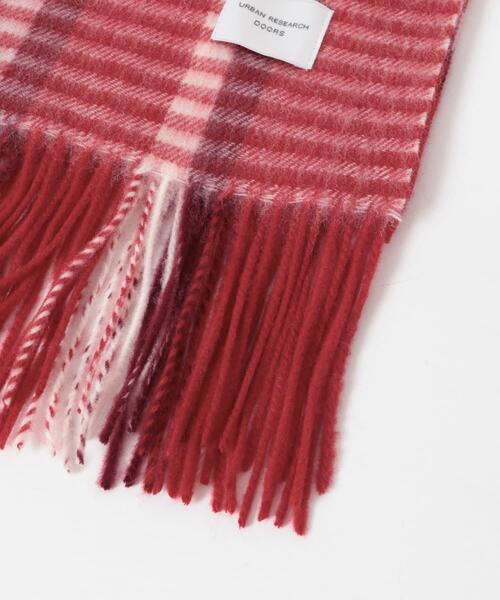 美品✨45R 圧縮ウール　縮絨ストール　ショール　マフラー　チェック　赤 セール】ウールチェックストール｜プレゼント/ギフト/通勤/オフィス