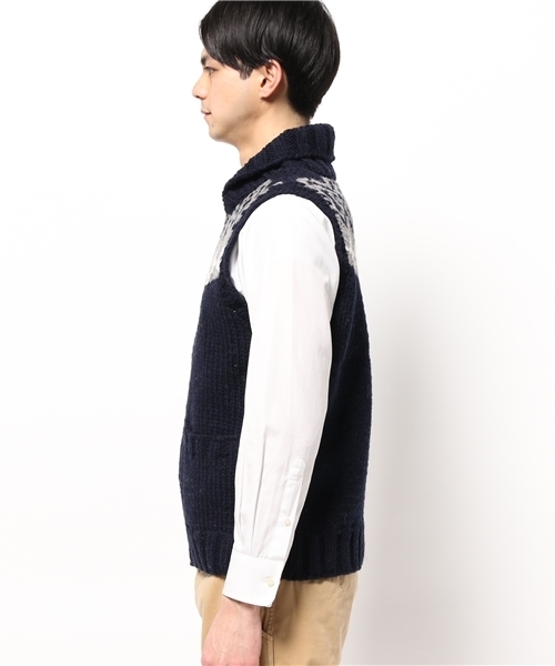 OUTLET（アウトレット）の「【Ciaopanic】ノルディック柄カウチンベスト（ベスト・メンズ・ネイビー/グレー・MEDIUM）」の3枚目の写真