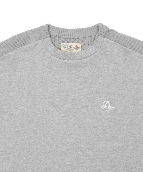 The DUFFER of ST.GEORGE(ザダファーオブセントジョージ)の「WASHABLE SWITCHING KNIT:スウェット/アランニット 切替えデザイン ウォッシャブルニット(ニット/セーター・メンズ・グレー/ブラック/ライトグレー・SMALL/MEDIUM/LARGE/X-LARGE)」の8枚目の写真