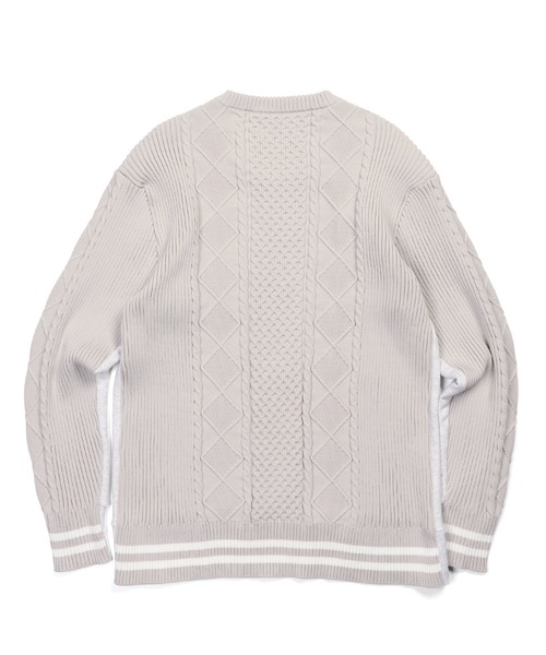 The DUFFER of ST.GEORGE(ザダファーオブセントジョージ)の「WASHABLE SWITCHING KNIT:スウェット/アランニット 切替えデザイン ウォッシャブルニット(ニット/セーター・メンズ・グレー/ブラック/ライトグレー・SMALL/MEDIUM/LARGE/X-LARGE)」の10枚目の写真