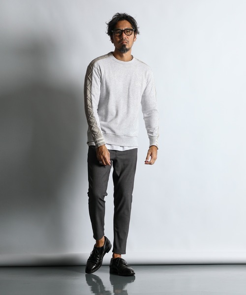 The DUFFER of ST.GEORGE(ザダファーオブセントジョージ)の「WASHABLE SWITCHING KNIT:スウェット/アランニット 切替えデザイン ウォッシャブルニット(ニット/セーター・メンズ・グレー/ブラック/ライトグレー・SMALL/MEDIUM/LARGE/X-LARGE)」の22枚目の写真