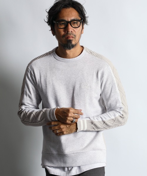 The DUFFER of ST.GEORGE(ザダファーオブセントジョージ)の「WASHABLE SWITCHING KNIT:スウェット/アランニット 切替えデザイン ウォッシャブルニット(ニット/セーター・メンズ・グレー/ブラック/ライトグレー・SMALL/MEDIUM/LARGE/X-LARGE)」の21枚目の写真