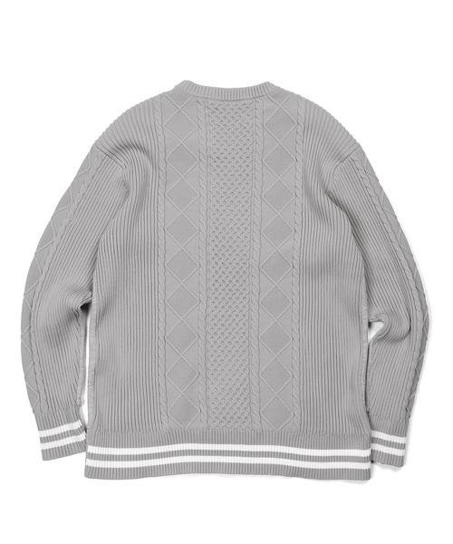 The DUFFER of ST.GEORGE(ザダファーオブセントジョージ)の「WASHABLE SWITCHING KNIT:スウェット/アランニット 切替えデザイン ウォッシャブルニット(ニット/セーター・メンズ・グレー/ブラック/ライトグレー・SMALL/MEDIUM/LARGE/X-LARGE)」の12枚目の写真