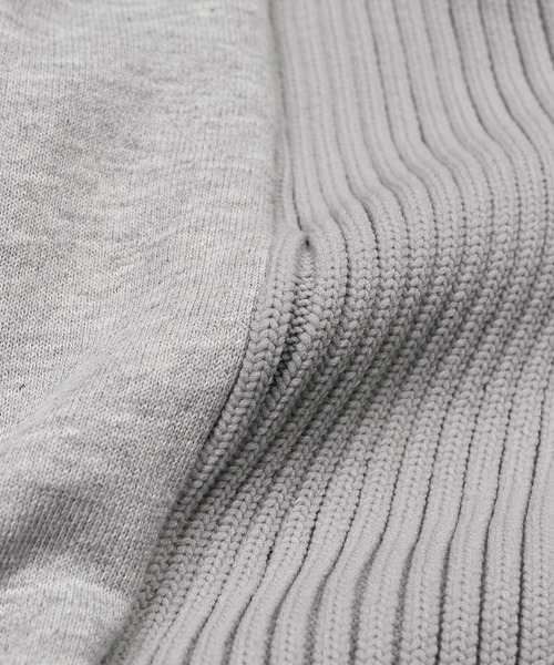 The DUFFER of ST.GEORGE(ザダファーオブセントジョージ)の「WASHABLE SWITCHING KNIT:スウェット/アランニット 切替えデザイン ウォッシャブルニット(ニット/セーター・メンズ・グレー/ブラック/ライトグレー・SMALL/MEDIUM/LARGE/X-LARGE)」の5枚目の写真