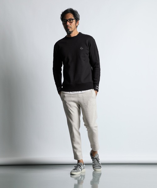 The DUFFER of ST.GEORGE(ザダファーオブセントジョージ)の「WASHABLE SWITCHING KNIT:スウェット/アランニット 切替えデザイン ウォッシャブルニット(ニット/セーター・メンズ・グレー/ブラック/ライトグレー・SMALL/MEDIUM/LARGE/X-LARGE)」の20枚目の写真