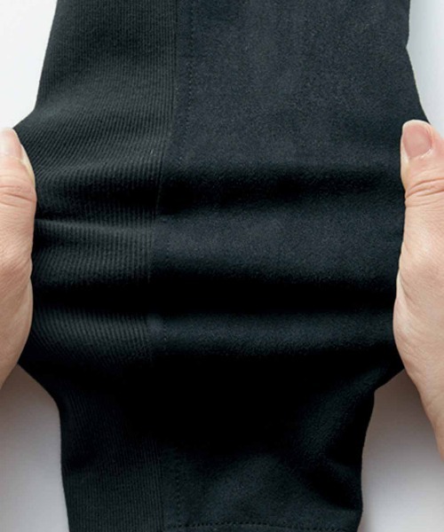 Live in comfort（リブインコンフォート）の「リブ　イン　コンフォート　はまじとコラボ　再復刻！着心地らくちんな伸びるライダースジャケット〈ブラック〉（その他アウター・レディース・ブラック・M/L/LL/3L/S）」の7枚目の写真