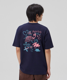 [グラフィティ]コットンルーズフィット半袖Tシャツ_スペースネイビー