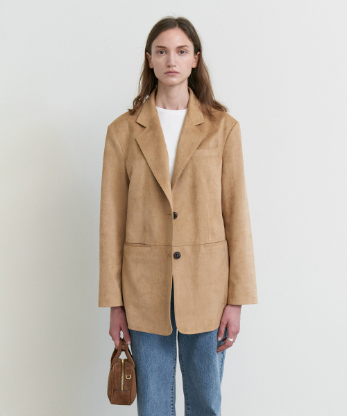 STEP AROUND(ステップアラウンド)の「Oversized suede jacket_BEIGE(ライダースジャケット・レディース・その他・FREE)」の1枚目の写真