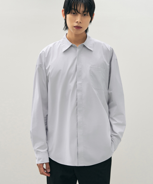 DRAW FIT（ドローフィット）の「ペーパーコットンオーバーサイズシャツ[L.GREY]（シャツ/ブラウス・メンズ・その他・LARGE/MEDIUM/X-LARGE）」の2枚目の写真