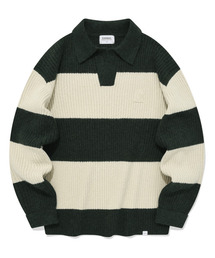 COVERNAT | 配色ストライプカラーニットグリーン(ニット/セーター)