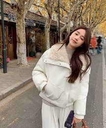 UP START（アップスタート）の「【LAMPOON】ビッグボアカラー中綿ブルゾン（ブルゾン）」