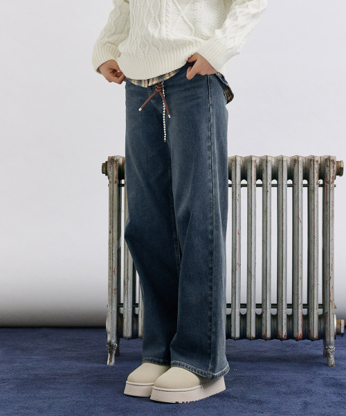 CHASECULT（チェイスカルト）の「レディース ダブルフェイス起毛ワイドデニムパンツ-ネイビー（デニムパンツ・レディース・ネイビー・67/64/74/76/70）」の5枚目の写真