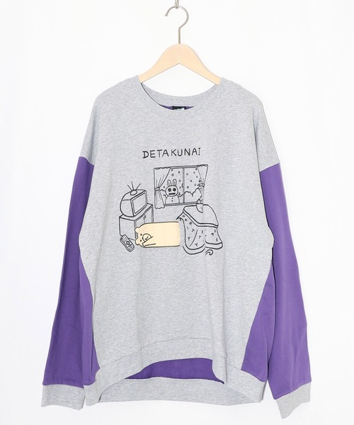 ScoLar Parity（スカラーパリティ）の「353132：こたつから出たくないクマ柄 配色裏毛プルオーバー（Tシャツ/カットソー・レディース・オフホワイト/杢グレー/ブラック・M）」の3枚目の写真