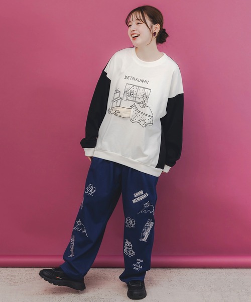 ScoLar Parity（スカラーパリティ）の「353132：こたつから出たくないクマ柄 配色裏毛プルオーバー（Tシャツ/カットソー・レディース・オフホワイト/杢グレー/ブラック・M）」の11枚目の写真