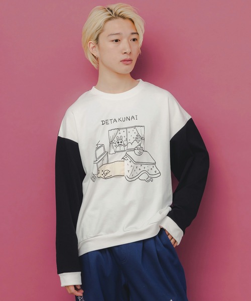 ScoLar Parity（スカラーパリティ）の「353132：こたつから出たくないクマ柄 配色裏毛プルオーバー（Tシャツ/カットソー・レディース・オフホワイト/杢グレー/ブラック・M）」の17枚目の写真