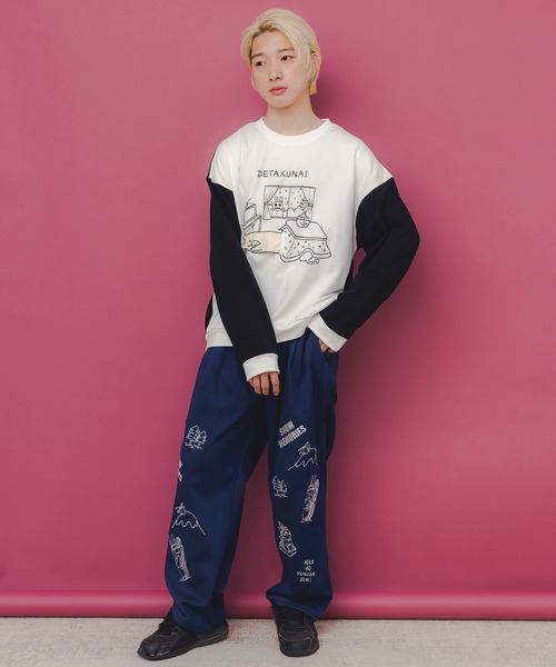 ScoLar Parity（スカラーパリティ）の「353132：こたつから出たくないクマ柄 配色裏毛プルオーバー（Tシャツ/カットソー・レディース・オフホワイト/杢グレー/ブラック・M）」の18枚目の写真