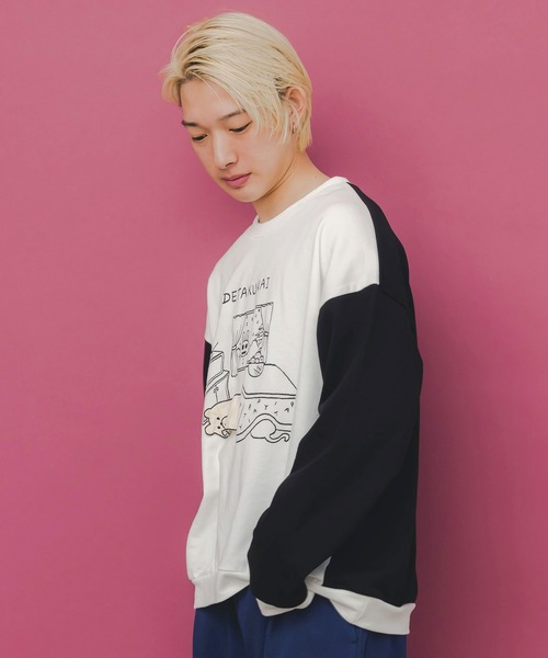 ScoLar Parity（スカラーパリティ）の「353132：こたつから出たくないクマ柄 配色裏毛プルオーバー（Tシャツ/カットソー・レディース・オフホワイト/杢グレー/ブラック・M）」の19枚目の写真