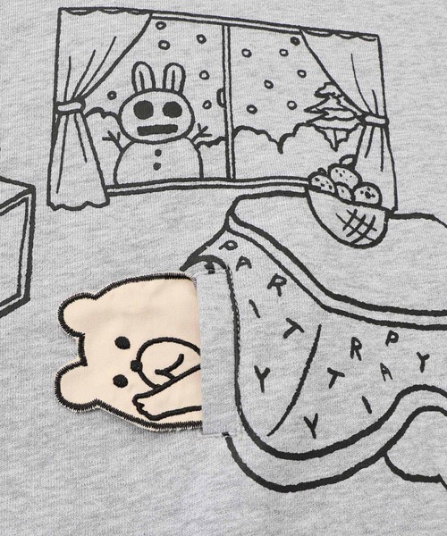 ScoLar Parity（スカラーパリティ）の「353132：こたつから出たくないクマ柄 配色裏毛プルオーバー（Tシャツ/カットソー・レディース・オフホワイト/杢グレー/ブラック・M）」の9枚目の写真