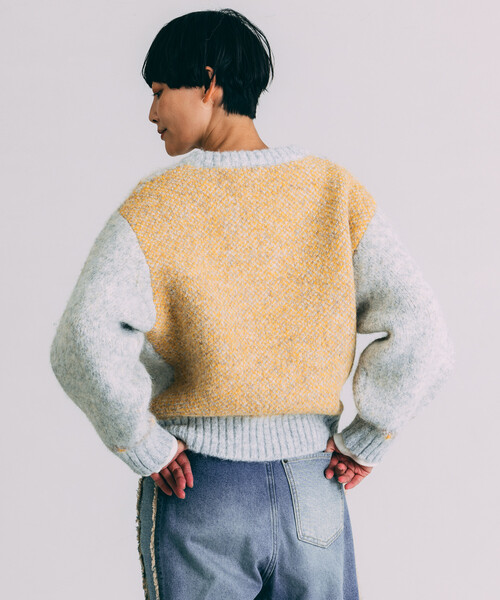 Freada(フリーダ)の「Freada/フリーダ Vネック 配色 ノルディック柄ニット(ニット/セーター・レディース・ネイビー/ライトグレー・ONE SIZE)」の7枚目の写真