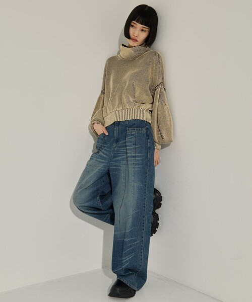 AKIKOAOKI(アキコアオキ)の「【AKANE UTSUNOMIYA/アカネウツノミヤ】《STUDIOUS別注》Dual face knit/デュアル フェイスニット(ニット/セーター・レディース・ベージュ/ライトグレー・FREE)」の21枚目の写真