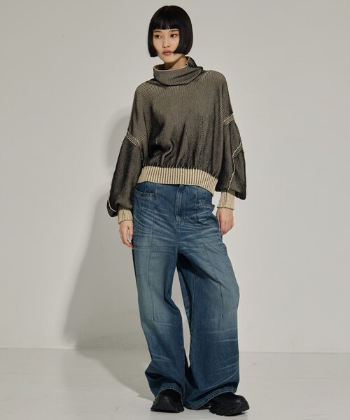 AKIKOAOKI(アキコアオキ)の「【AKANE UTSUNOMIYA/アカネウツノミヤ】《STUDIOUS別注》Dual face knit/デュアル フェイスニット(ニット/セーター・レディース・ベージュ/ライトグレー・FREE)」の22枚目の写真