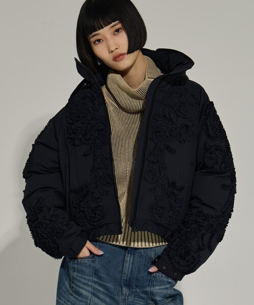 AKANE UTSUNOMIYA Archive ボア ニット切り返し ブルゾン AKANE UTSUNOMIYA/アカネウツノミヤ】《STUDIOUS別注》Dual face knit