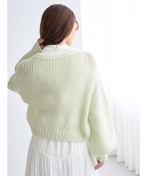 SNIDEL(スナイデル)の「ローゲージショートカーディガン(カーディガン/ボレロ・レディース・アイボリー/ピンク/ミント・F)」の6枚目の写真