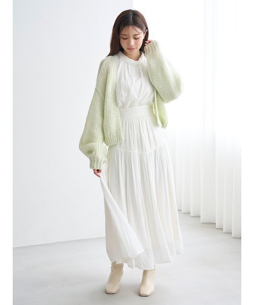 SNIDEL(スナイデル)の「ローゲージショートカーディガン(カーディガン/ボレロ・レディース・アイボリー/ピンク/ミント・F)」の10枚目の写真