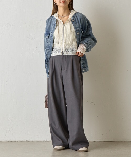 COLONY 2139(コロニートゥーワンスリーナイン)の「スタンドカラータックGジャン(デニムジャケット・レディース・ネイビー/サックスブルー・FREE)」の15枚目の写真