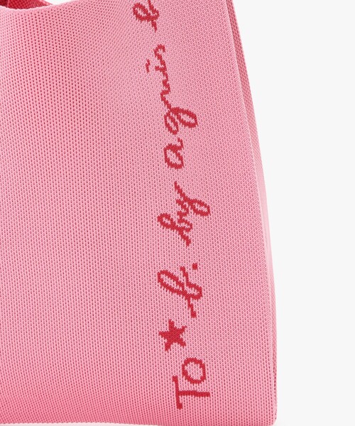 To b. by agnes b.（トゥービーバイアニエスベー）の「ニット ロゴ トートバッグ（トートバッグ・レディース・ピンク・FREE）」の6枚目の写真