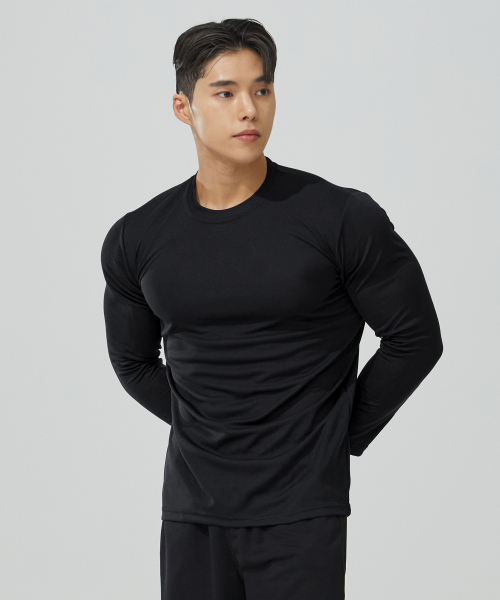 BLACK MONSTER FIT（ブラックモンスターフィット）の「[2PACK] クールエバー機能性長袖Tシャツ (3色)（Tシャツ/カットソー・メンズ・ホワイト/ブラック/ネイビー/クリアブラック/ブラック×ホワイト・LARGE/X-LARGE/2XL/3XL/SMALL/MEDIUM）」の7枚目の写真